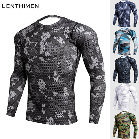 Men Long Sleeve Camouflage Compression Sport Shirt